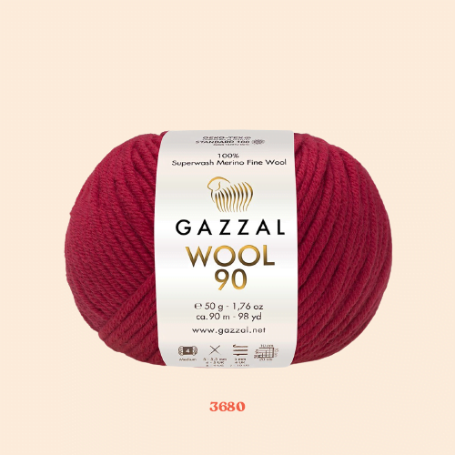 Superwash Merino Fine Wool Gazzal in een donkerrood met kleurnummer 3680.