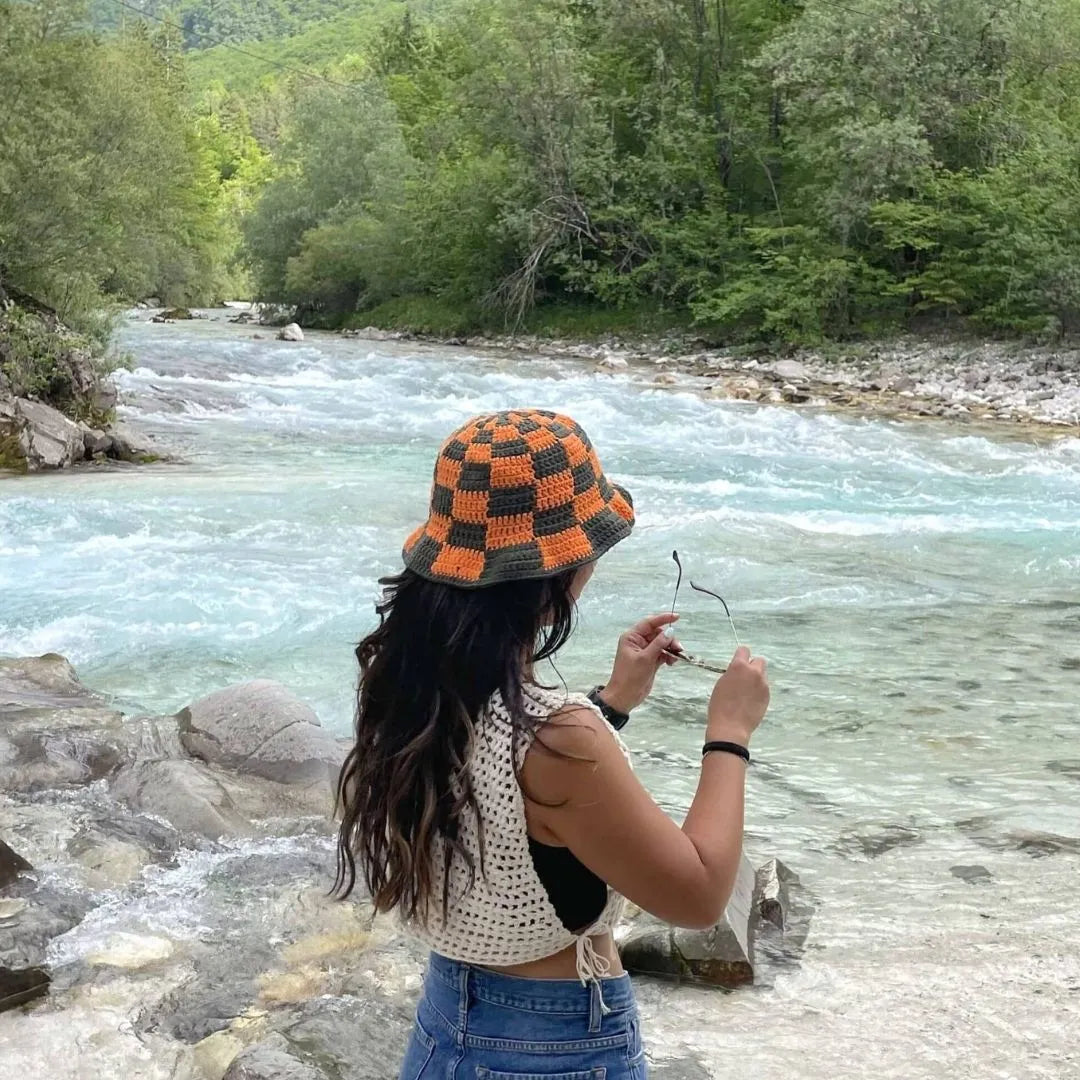 Haakpatroon Geruite Bucket Hat