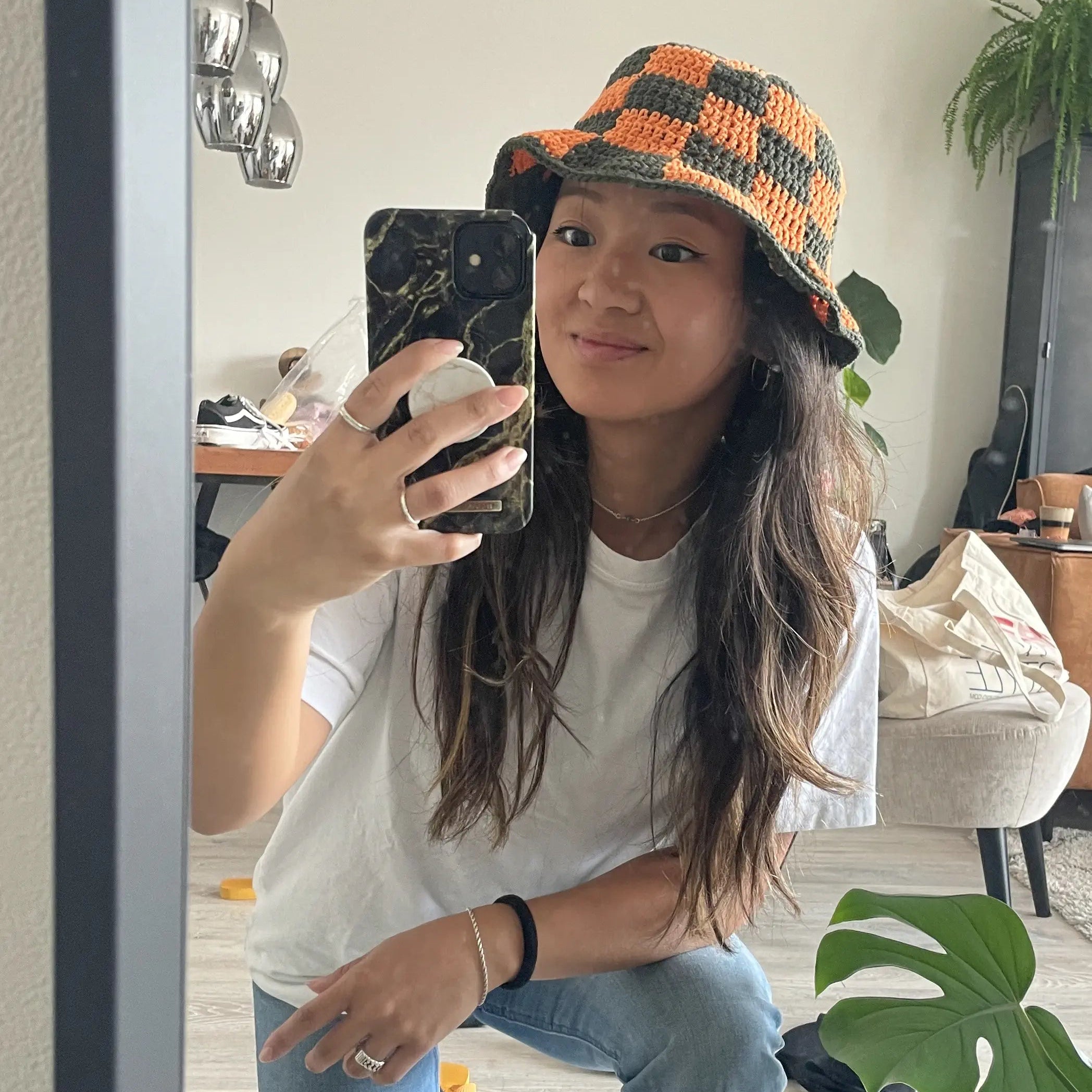 Haakpatroon Geruite Bucket Hat